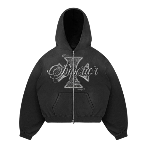 Superior Zip-up Black Hoodie