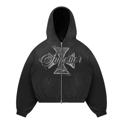 Superior Zip-up Black Hoodie